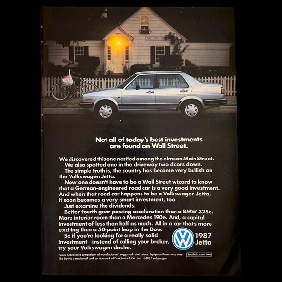 1987 Volkswagen VW Jetta VINTAGE Print Magazine Advert - Picture 1 of 3